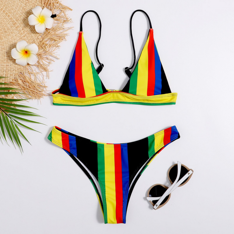 Rainbow Bikini Swimwear Set Free Shipping Sunwise Swimwear